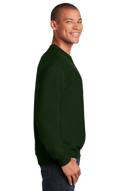Right View of Forest Gildan Heavy Blend Crewneck Sweatshirt. 18000 plain