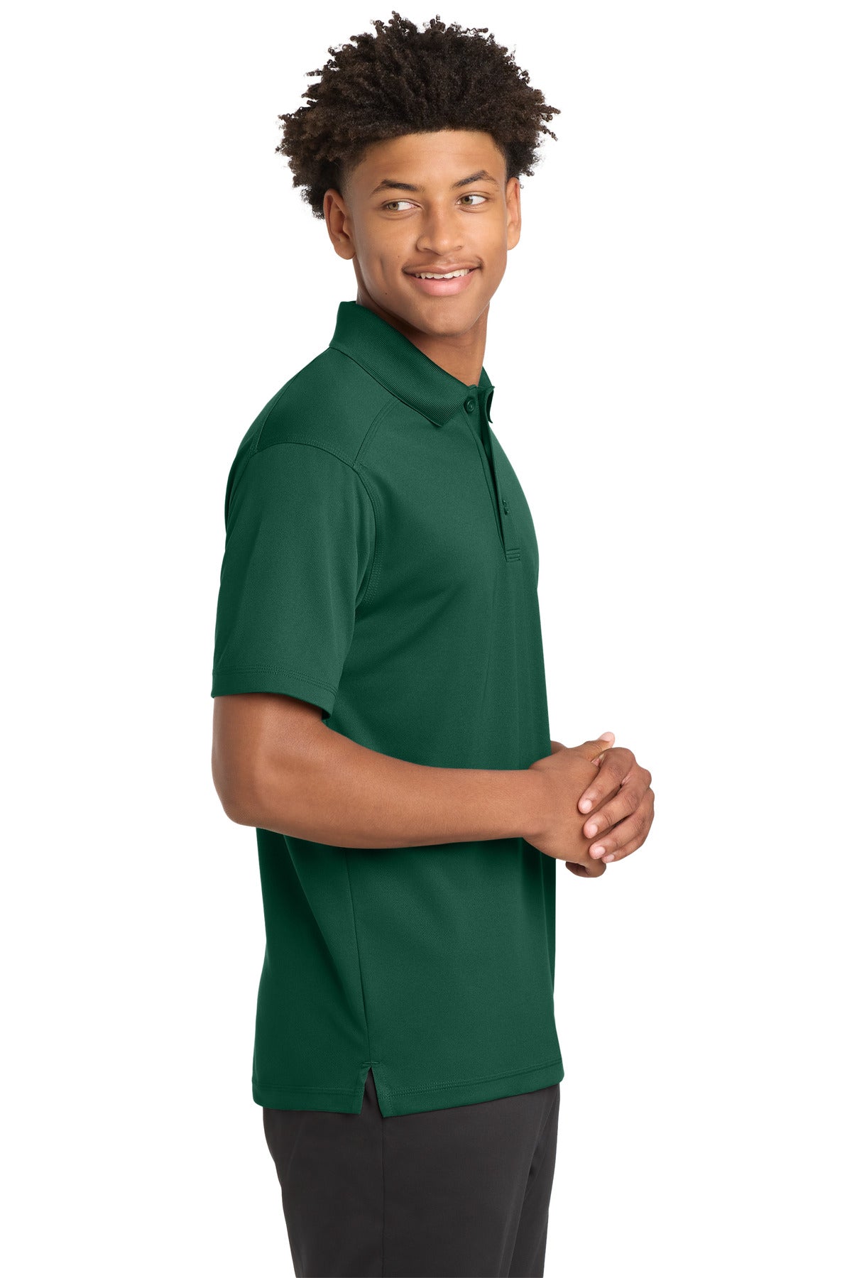 Right View of Forest Green Sport-Tek PosiCharge Micro-Mesh Polo. ST680 plain