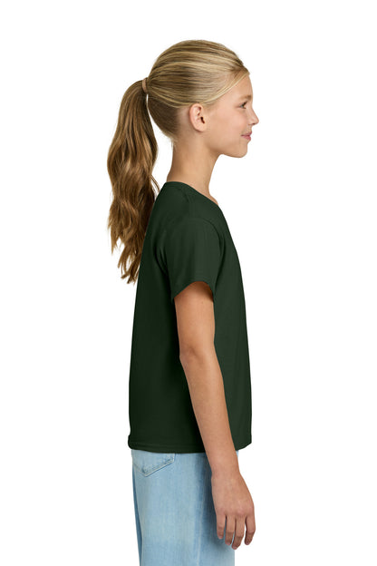 Right View of ForestGrn Gildan Youth Light Cotton Tee 3000B plain