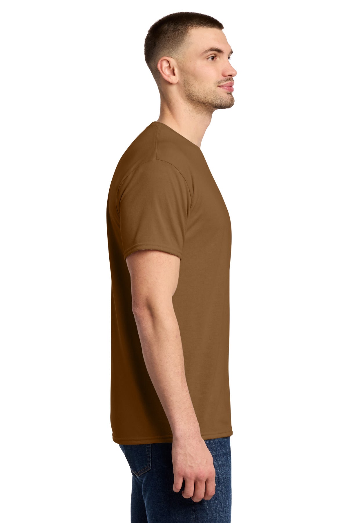 Right View of GldnPecan Jerzees Dri-Power 100% Polyester T-Shirt. 21M plain