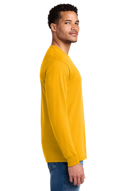Right View of Gold Jerzees - Dri-Power 50/50 Cotton/Poly Long Sleeve T-Shirt. 29LS plain