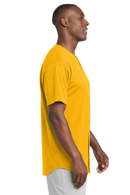Right View of Gold Sport-Tek PosiCharge Tough Mesh Full-Button Jersey. ST220 plain