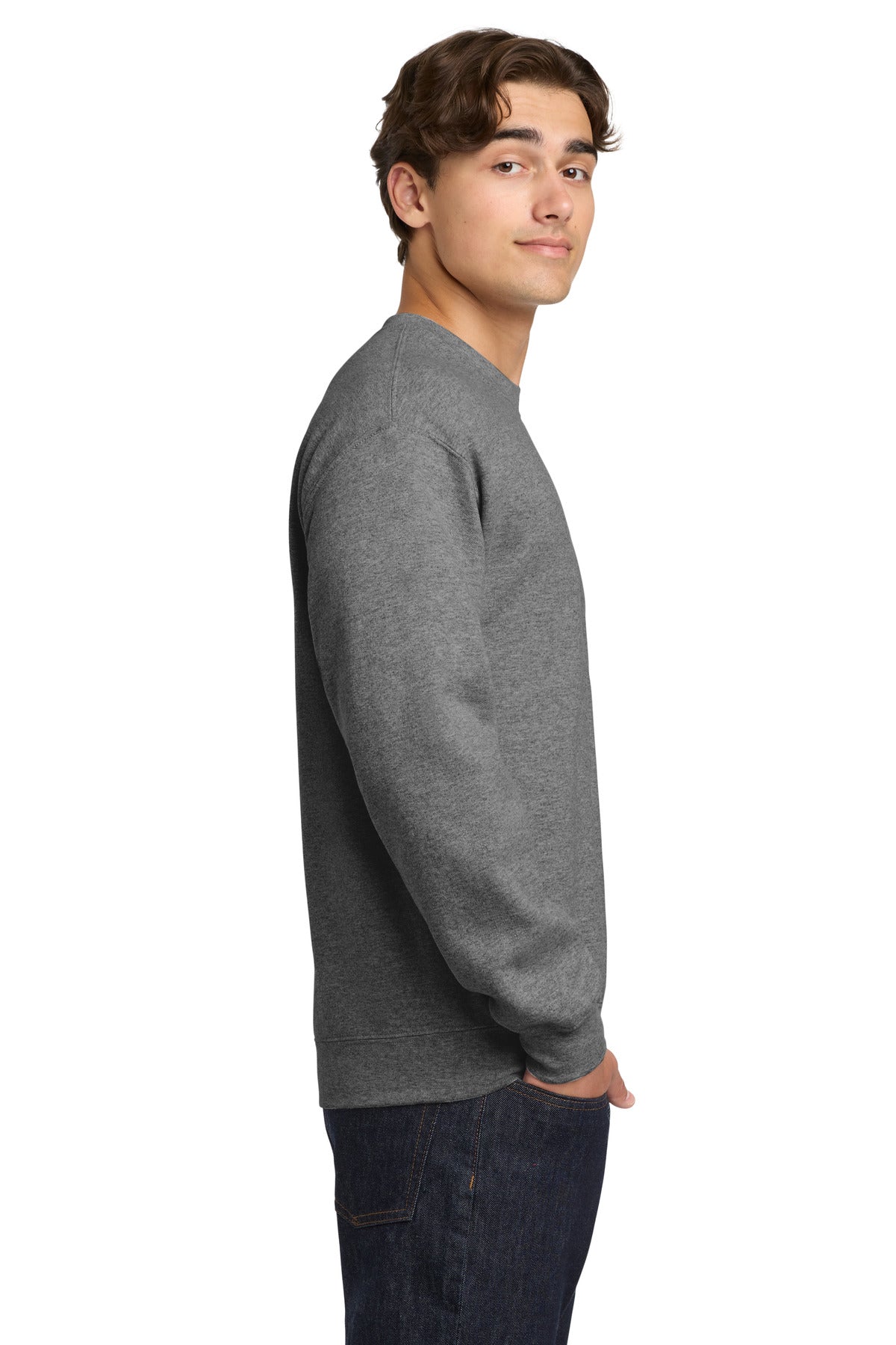 Right View of GphHeather Gildan Heavy Blend Crewneck Sweatshirt. 18000 plain