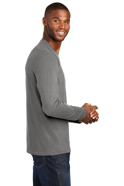 Right View of Graphite Hthr Port & Co Long Sleeve Fan Favorite Blend Tee. PC455LS plain