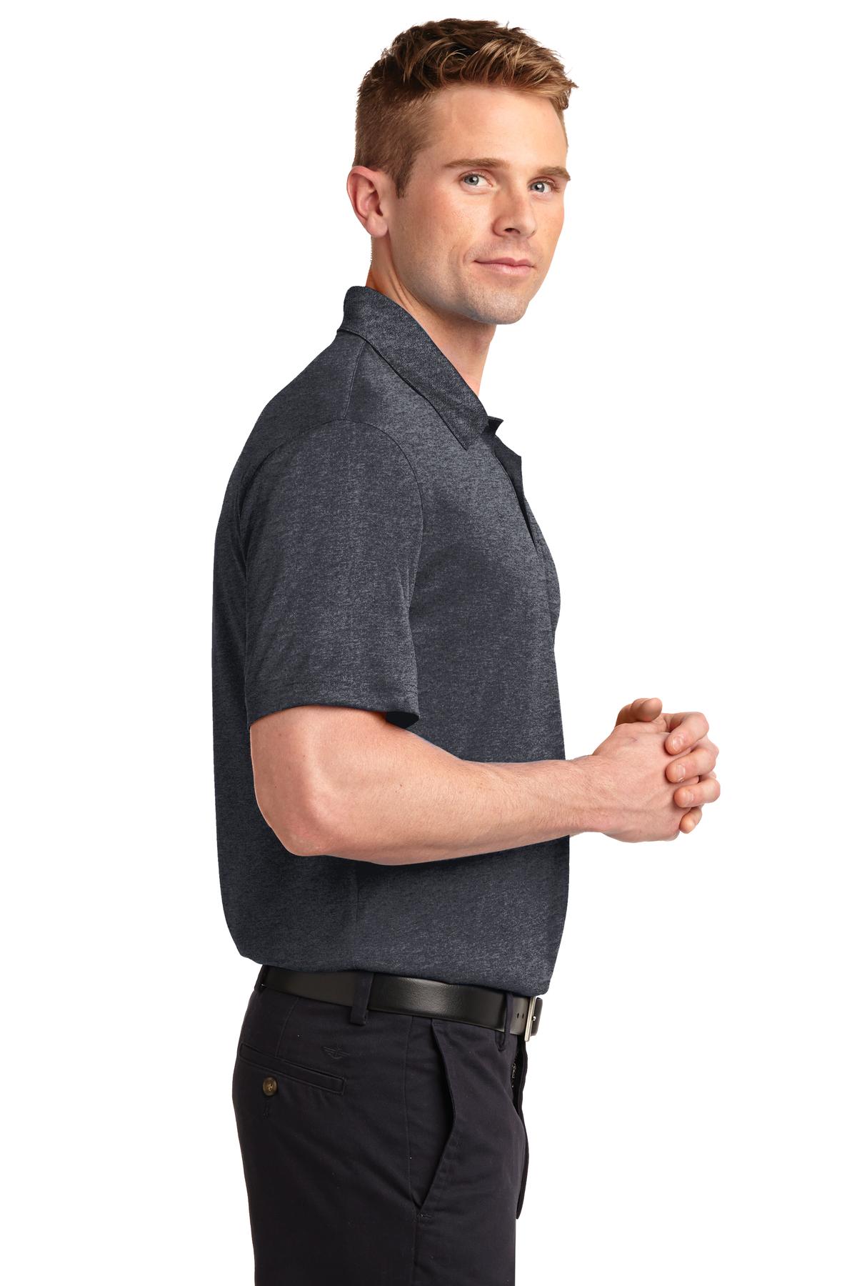 Right View of Graphite Hthr Sport-Tek Heather Contender Polo. ST660 plain