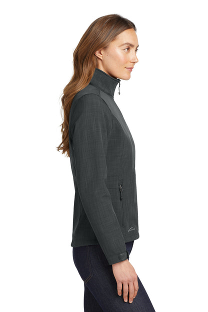 Right View of Grey Eddie Bauer Women's Shaded Crosshatch Soft Shell Jacket. EB533 plain