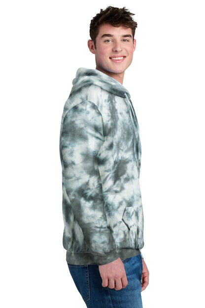 Right View of Grey Port & Co Crystal Tie-Dye Pullover Hoodie PC144 plain