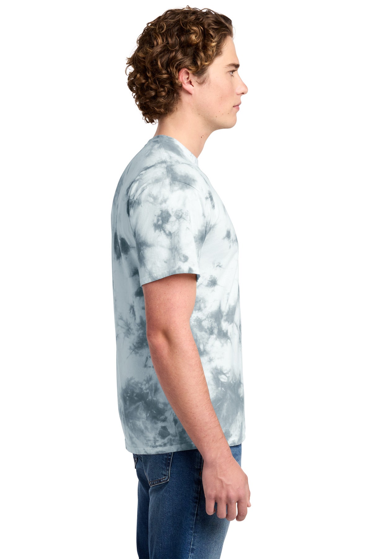 Right View of Grey Port & Co Crystal Tie-Dye Tee PC145 plain