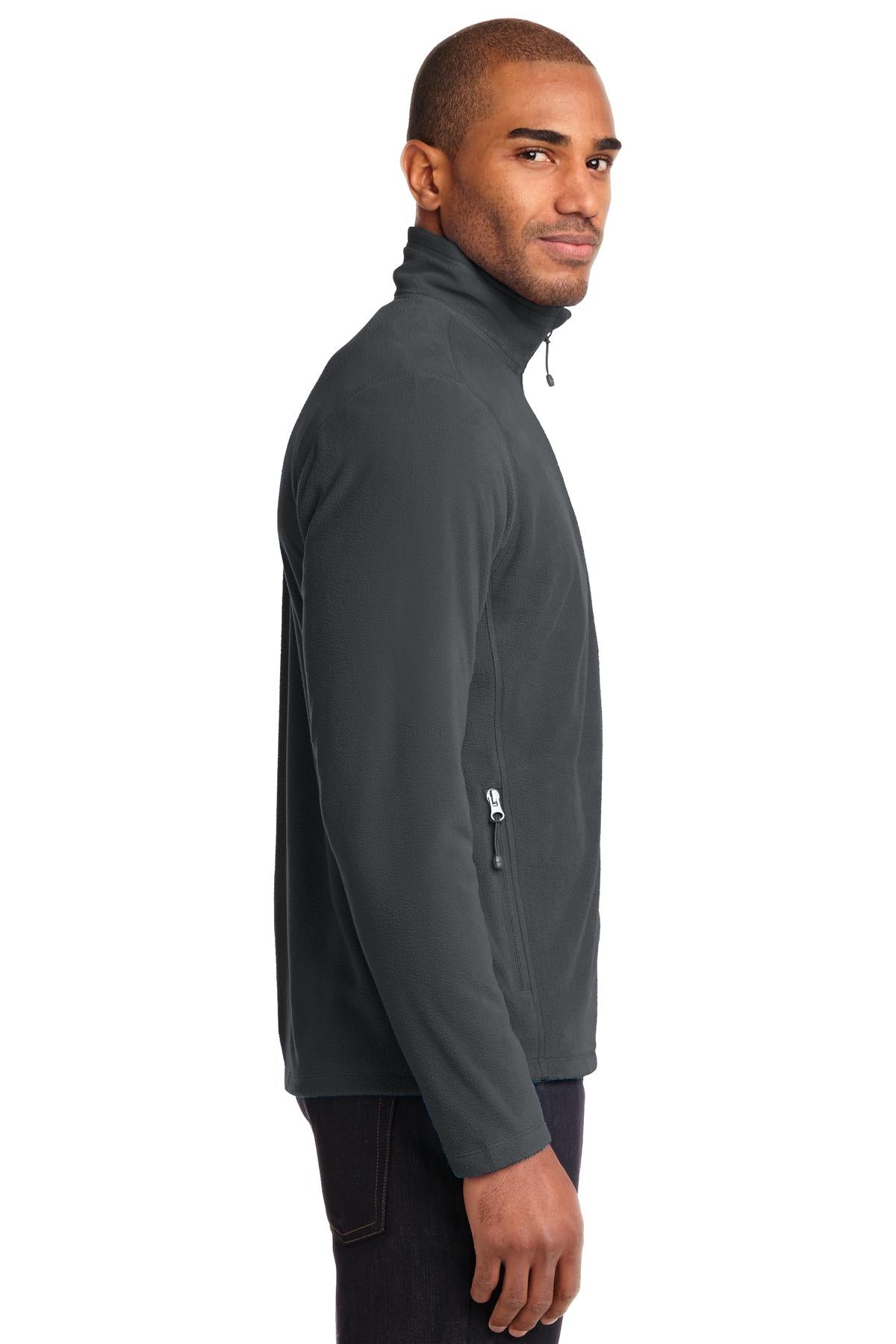 Right View of Grey Steel Eddie Bauer Full-Zip Microfleece Jacket. EB224 plain