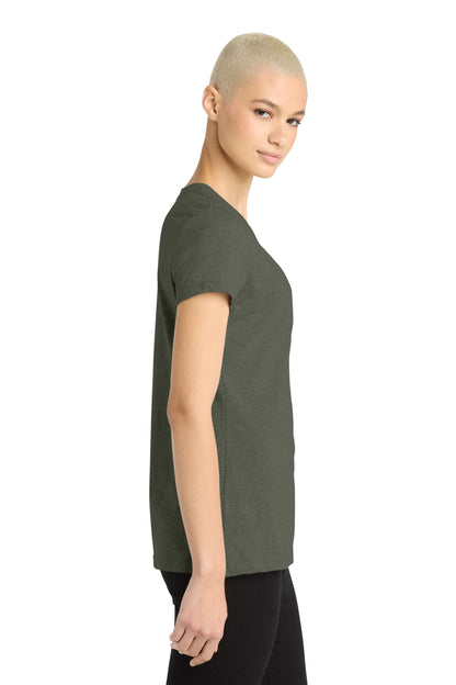 Right View of HtdOlive District Women's Perfect Blend CVC Tee. DM108L plain