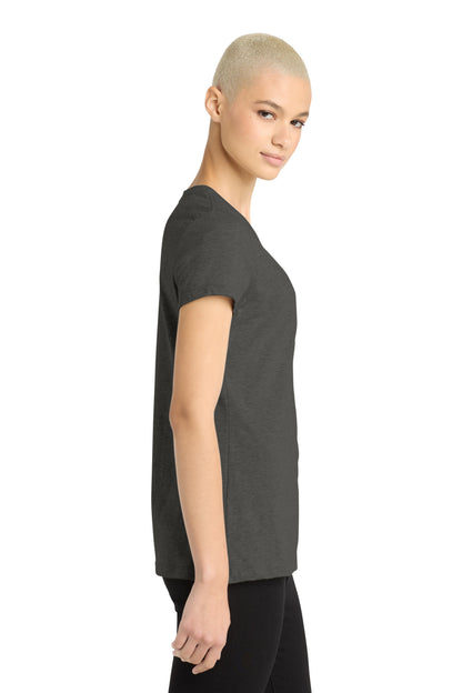 Right View of Hthr Charcoal District Women's Perfect Blend CVC Tee. DM108L plain
