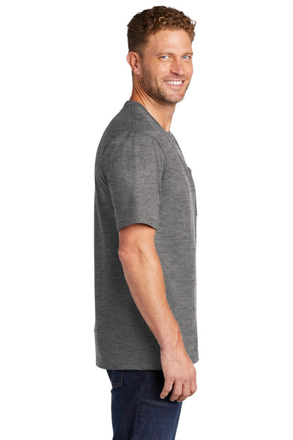Right View of Hthrd Charcoal CornerStone Workwear Pocket Tee CS430 plain