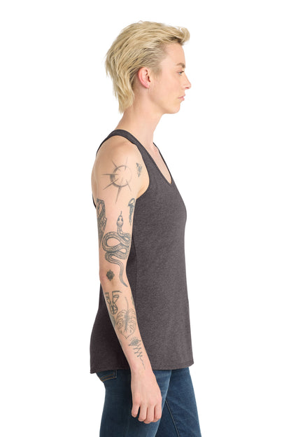 Right View of Hthrd Charcoal District Women's V.I.T. Racerback Tank DT6302 plain