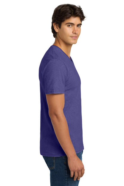Right View of HthrPurple Gildan Softstyle V-Neck T-Shirt. 64V00 plain
