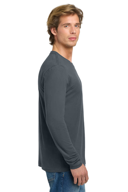 Right View of Indigo Next Level Apparel Cotton Long Sleeve Tee. NL3601 plain