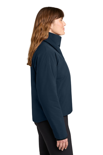 Right View of IndigoNavy MiiR Women's Sashiko Full-Zip Stretch Puffy MRAW440 plain