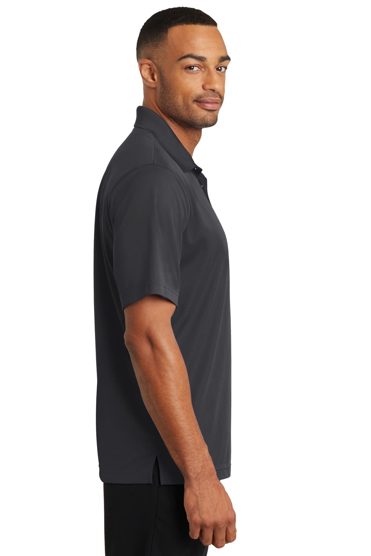 Right View of Iron Grey CornerStone Micropique Gripper Polo. CS421 plain