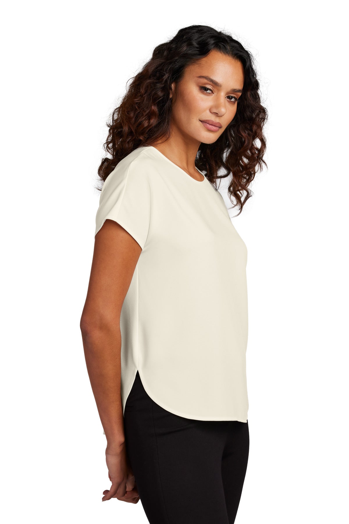 Right View of IvoryChiff Mercer+Mettle Women's Stretch Crepe Crew MM2015 plain