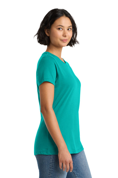 Right View of Jade District Women's Perfect Weight Tee. DM104L plain