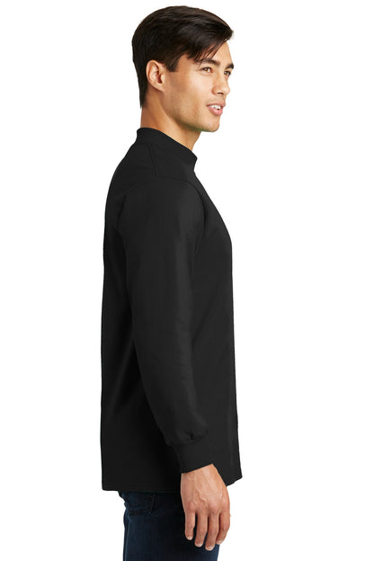 Right View of Jet Black Port & Co Essential Mock Turtleneck. PC61M plain