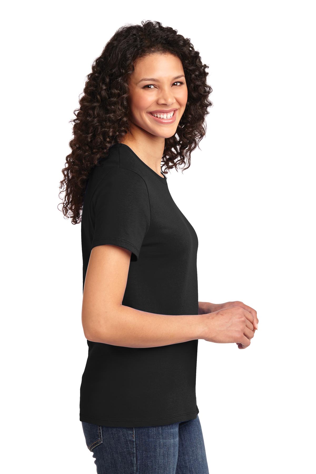 Right View of Jet Black Port & Co Women's Essential Tee. LPC61 plain