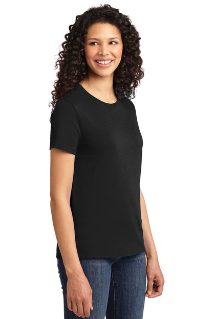 Right View of Jet Black Port & Co Women's Essential Tee. LPC61 plain