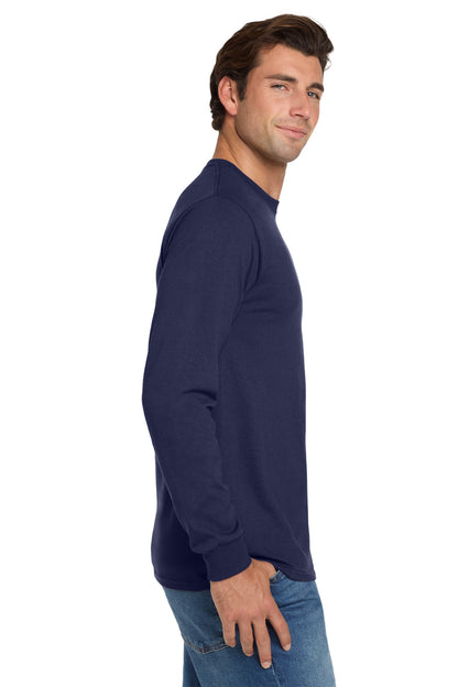 Right View of JNavy Jerzees - Dri-Power 50/50 Cotton/Poly Long Sleeve T-Shirt. 29LS plain