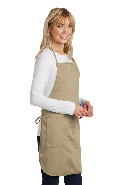 Right View of Khaki Port Authority Full-Length Apron. A520 plain
