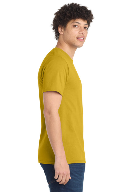 Right View of Lemon Yellow Port & Co Essential Tee. PC61 plain