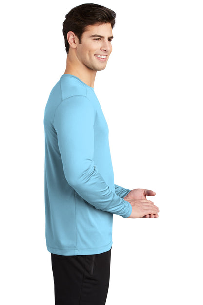 Right View of Light Blue Sport-Tek Posi-UV Pro Long Sleeve Tee. ST420LS plain