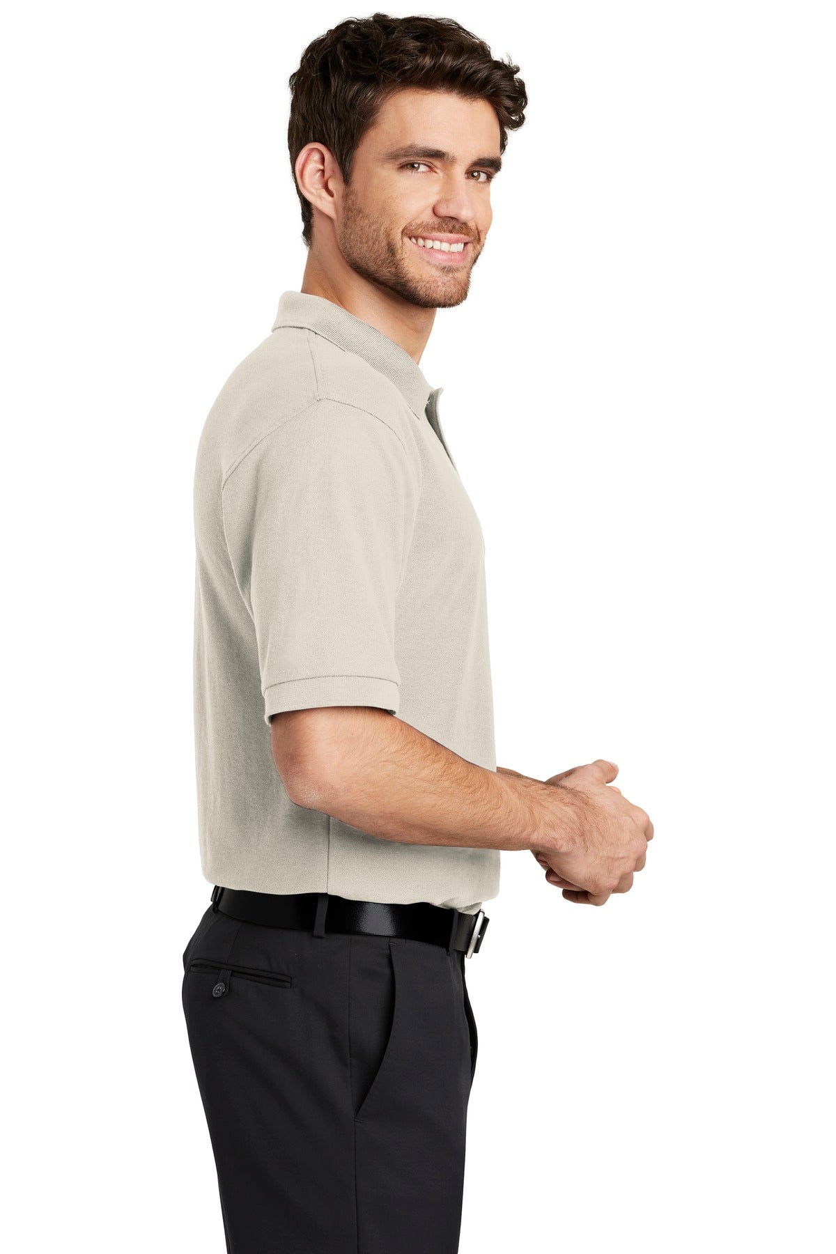 Right View of Light Stone Port Authority Silk Touch Polo K500 plain
