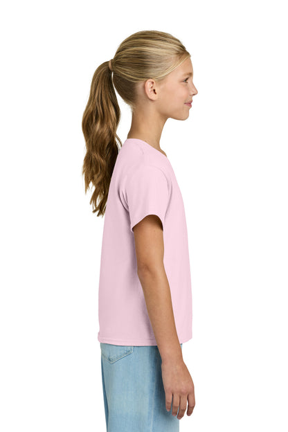 Right View of LightPink Gildan Youth Light Cotton Tee 3000B plain