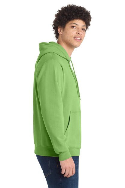 Right View of Lime Port & Co Core Fleece Pullover Hooded Sweatshirt. PC78H plain