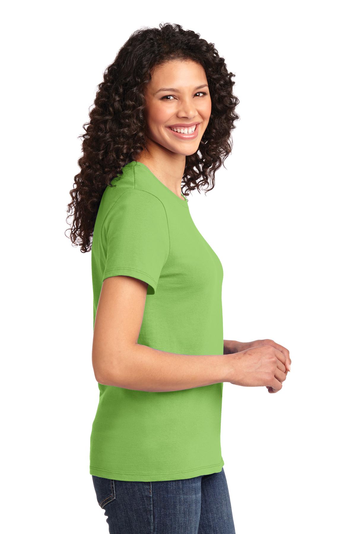 Right View of Lime Port & Co Women's Essential Tee. LPC61 plain