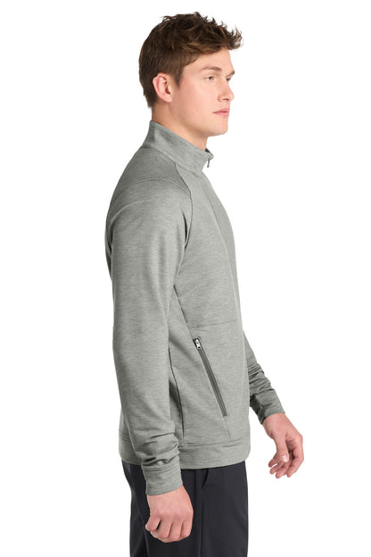 Right View of LtGreyHt Sport-Tek Sport-Wick Flex Fleece Full-Zip. ST560 plain