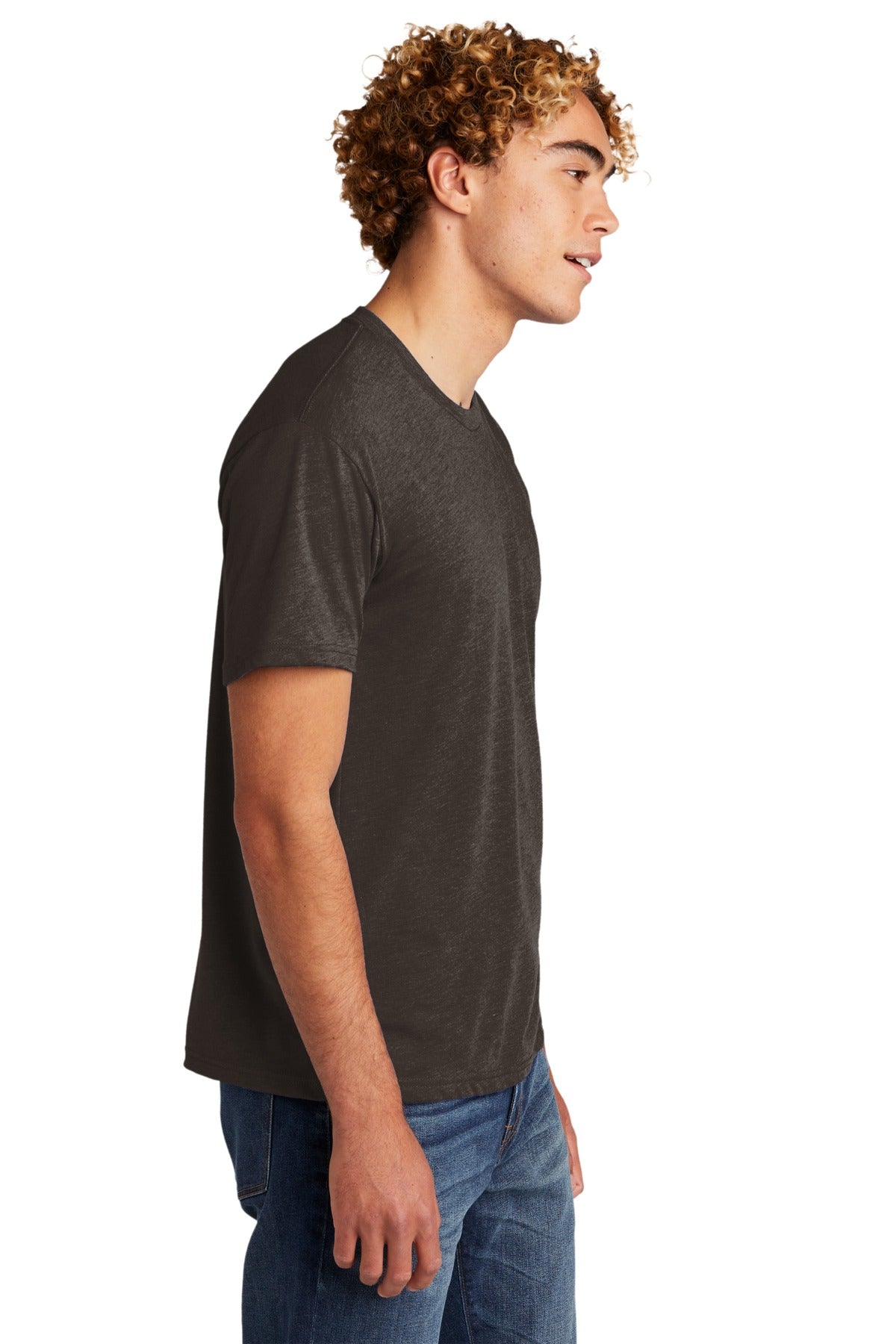 Right View of Macchiato Next Level Apparel Adult Tri-Blend Tee. NL6010 plain
