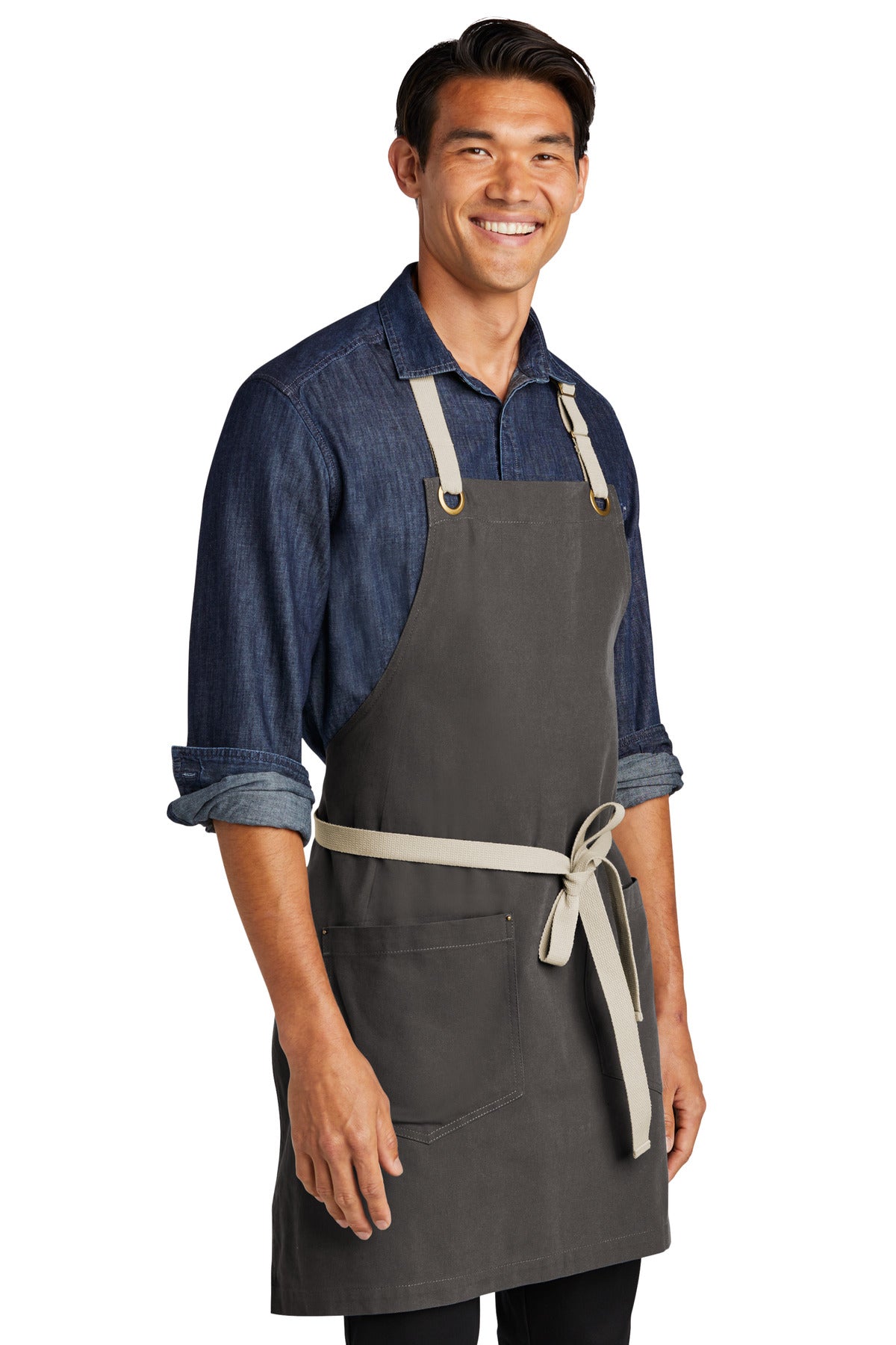Right View of Magnet/Stn Port Authority Canvas Full-Length Two-Pocket Apron A815 plain