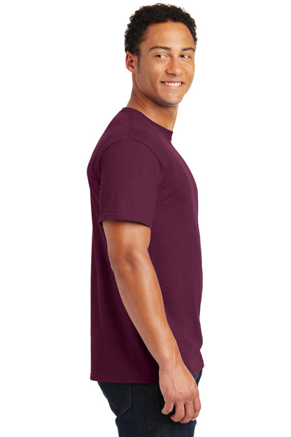 Right View of Maroon Jerzees - Dri-Power 50/50 Cotton/Poly T-Shirt. 29M plain