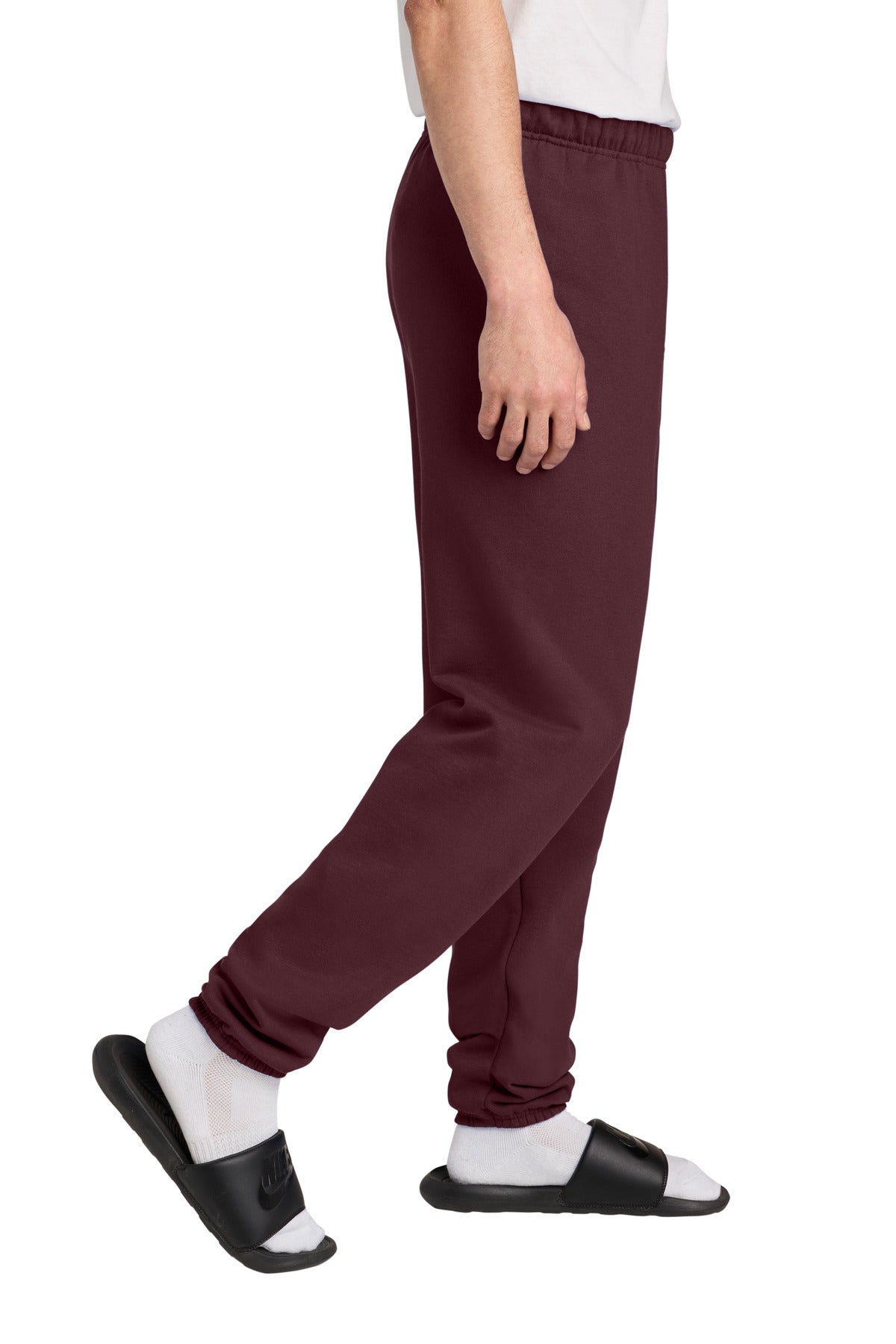 Right View of Maroon Jerzees - NuBlend Sweatpant. 973M plain