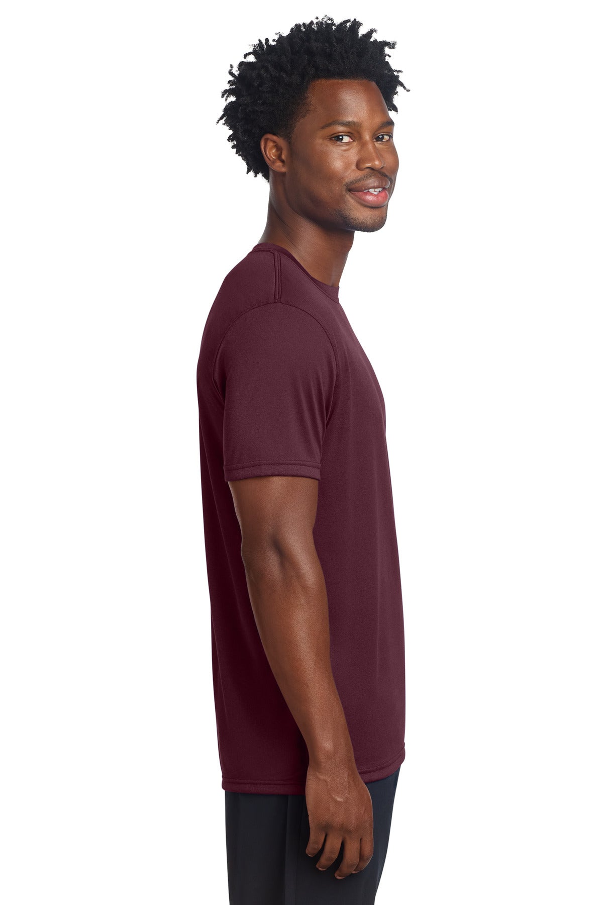 Right View of Maroon Sport-Tek Echo Tee ST760 plain