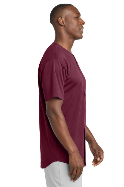 Right View of Maroon Sport-Tek PosiCharge Tough Mesh Full-Button Jersey. ST220 plain