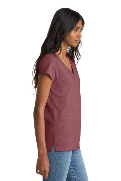 Right View of MaroonHthr District Women's Re-Tee V-Neck DT8001 plain