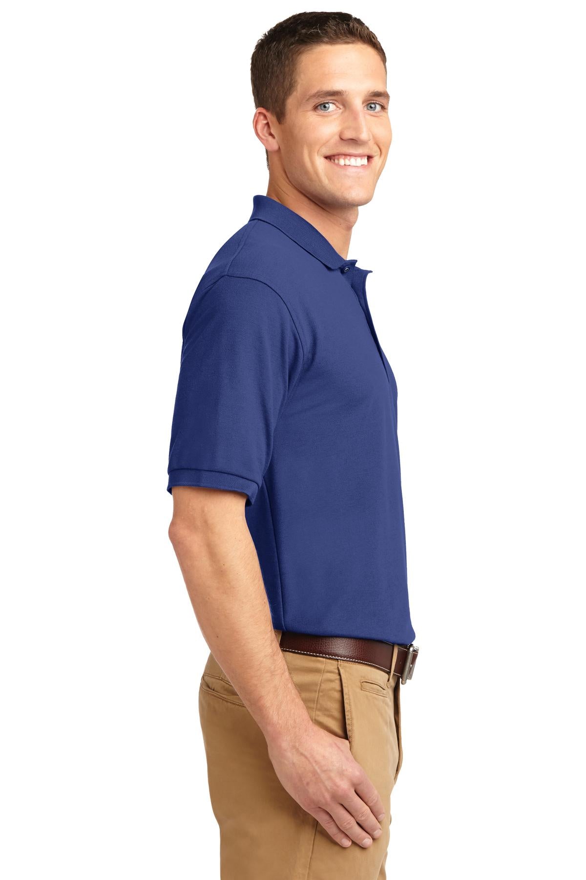 Right View of Med. Blue Port Authority Silk Touch Polo K500 plain