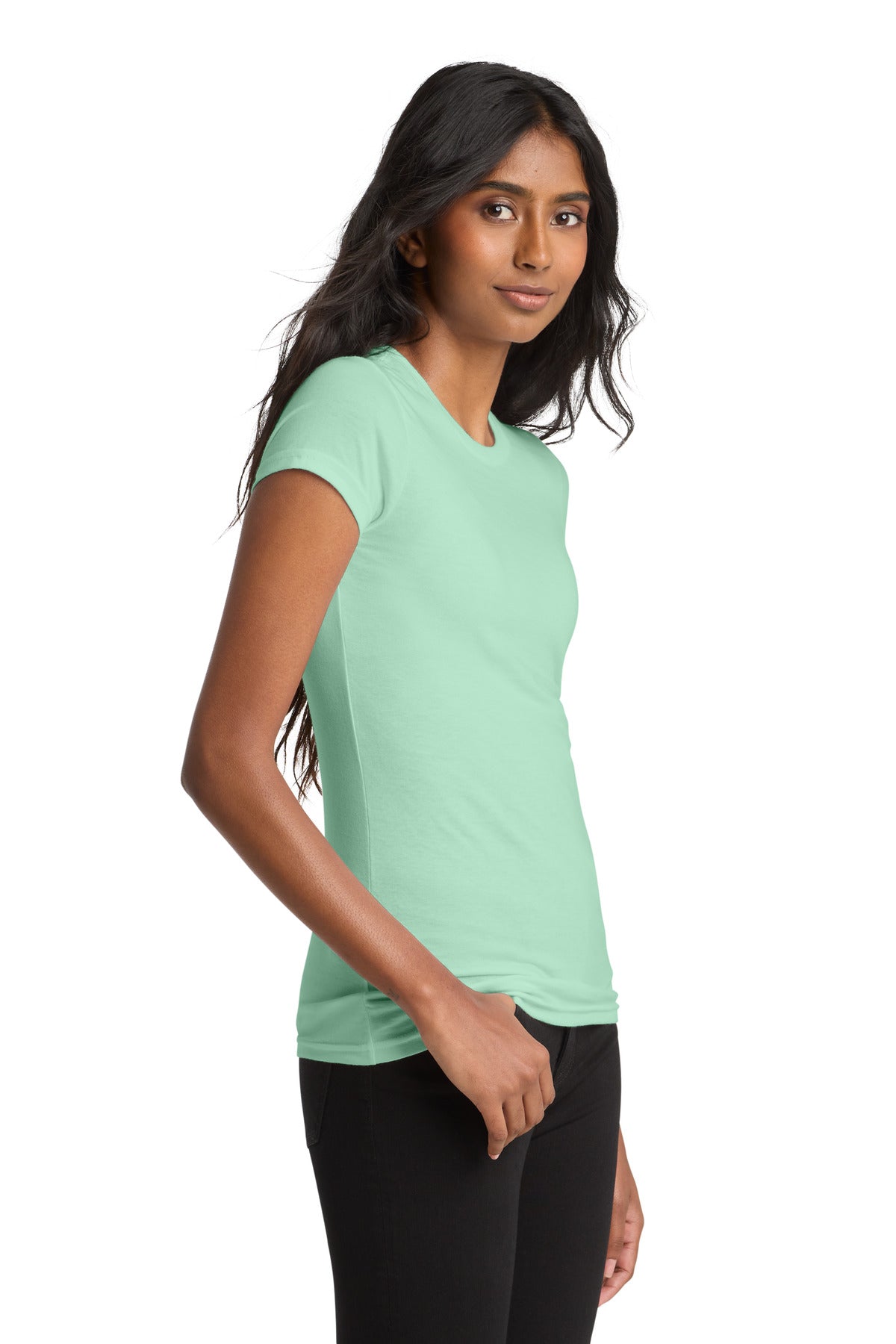 Right View of Mint District Women's Fitted Very Important Tee . DT6001 plain