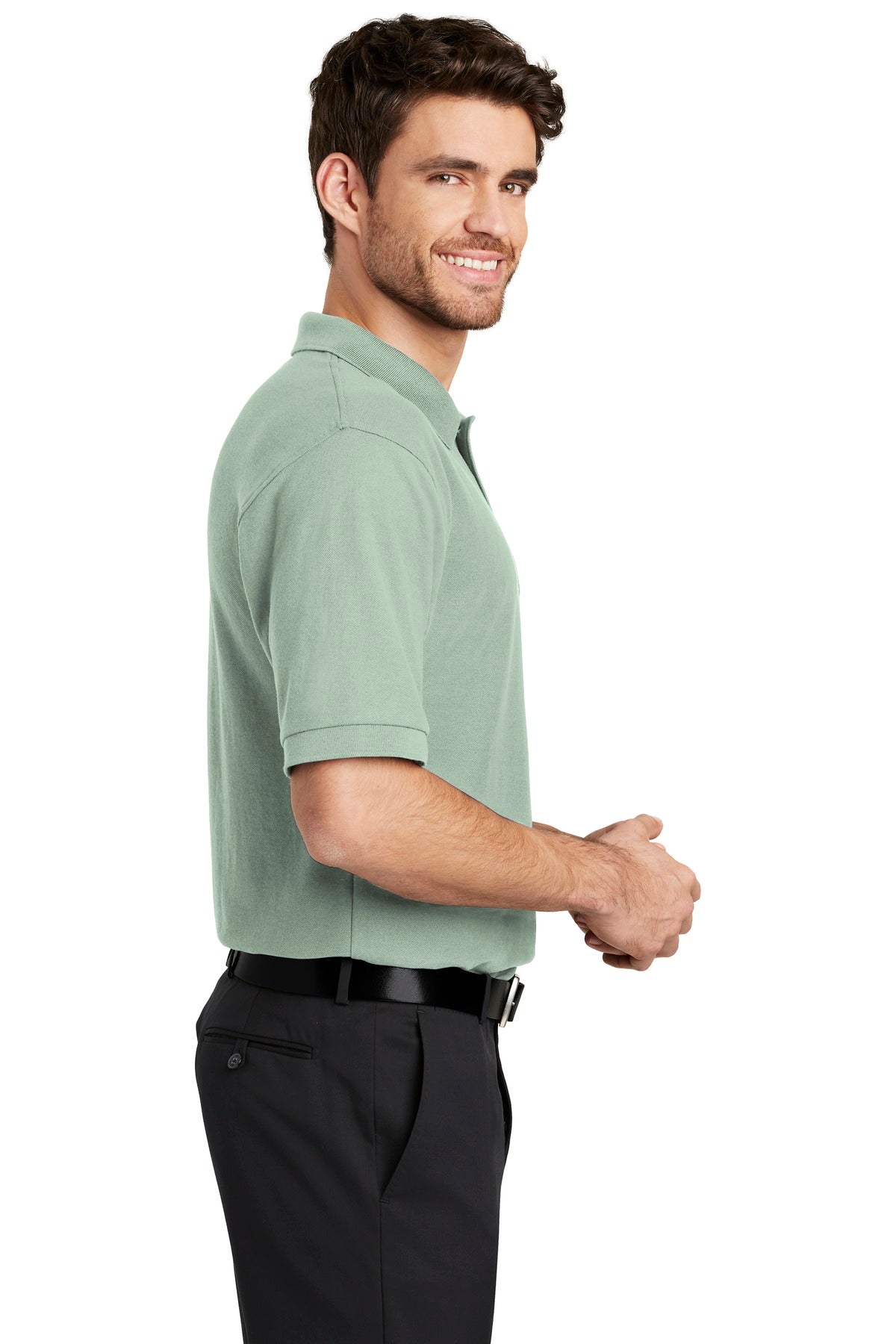 Right View of Mint Green Port Authority Silk Touch Polo K500 plain