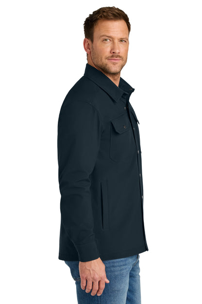 Right View of Navy CornerStone Soft Shell Shirt Jacket CSJ73 plain