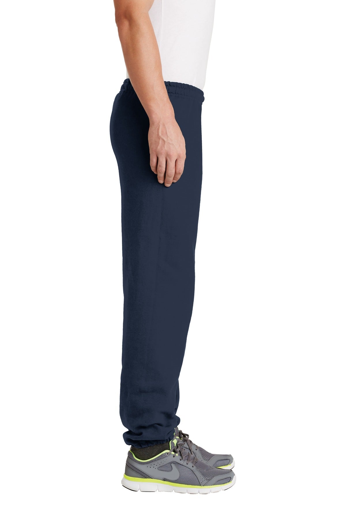 Right View of Navy Gildan Heavy Blend Sweatpant. 18200 plain