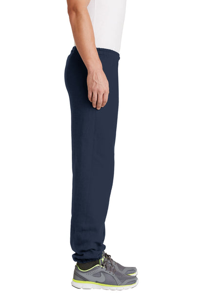 Right View of Navy Gildan Heavy Blend Sweatpant. 18200 plain