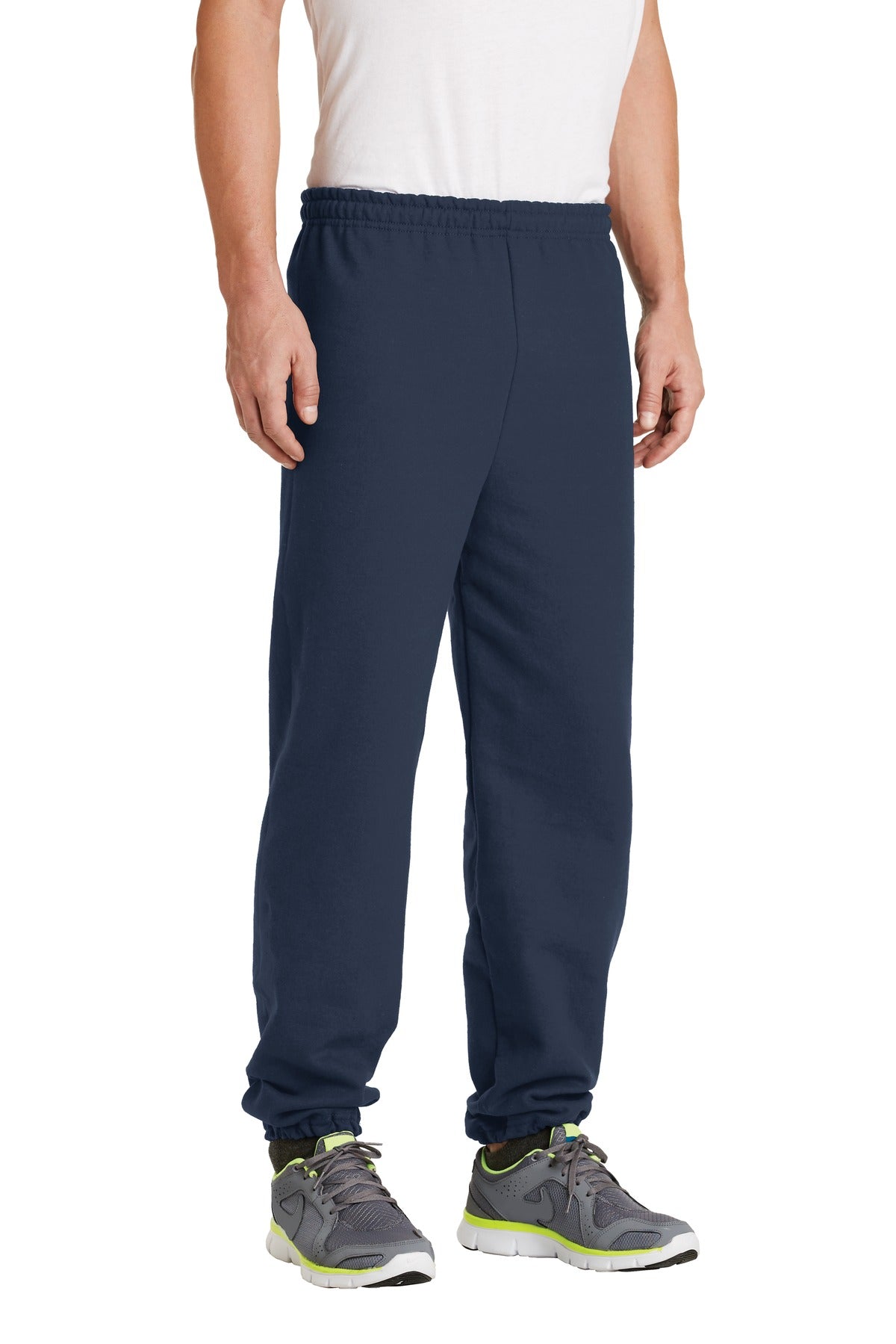Right View of Navy Gildan Heavy Blend Sweatpant. 18200 plain