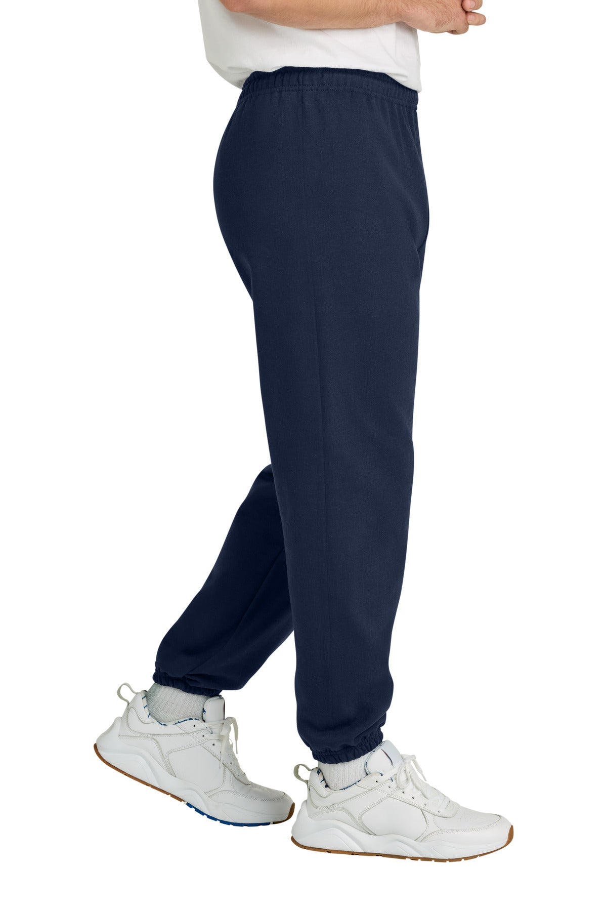 Right View of Navy Gildan Heavy Blend Sweatpant. 18200 plain